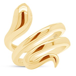 Authentic Animal Regal Snake Wrap Around Ring 14K Yellow Gold Plated 925 Silver