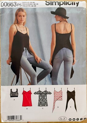 Simplicity S8385 / D0663 Draped Camisoles and Bralette Sz 12-20, Uncut