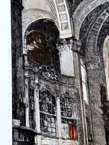 RARE LUIGI KASIMIR, CATHEDRAL INTERIOR WITH LIGHT RAYS AT THE ALTAR, MINT! - Picture 5 of 6