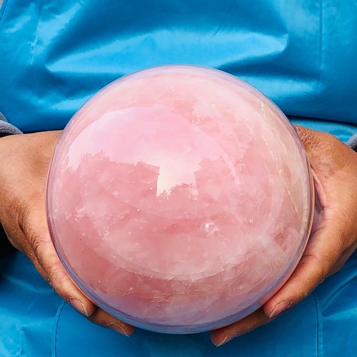 8.75LB Large Natural Pink Rose Quartz Sphere Crystal Ball Reiki Healing - Picture 11 of 19