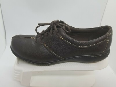 WOMENS CLARKS BENDABLES CUSHION SOFT COMFORT BROWN LEATHER WORK SHOES SIZE 8.5M 