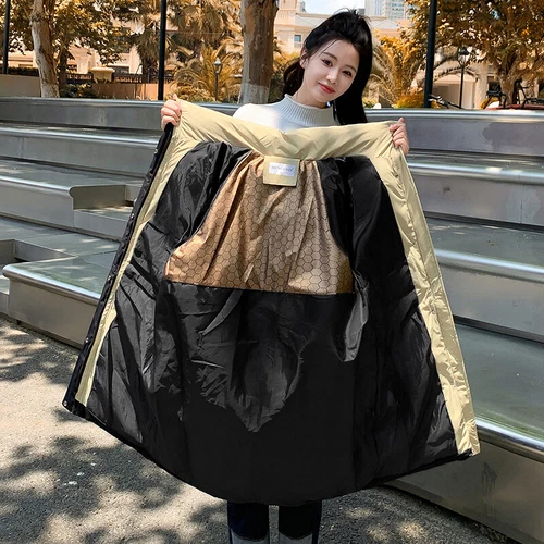 Mujeres Abrigo Cálido Suelto Largo Con Capucha Algodón Invierno Acolchado Parka Informal Prendas de abrigo Talla - Imagen 14 de 29
