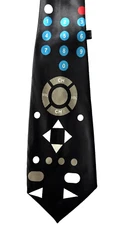 Men's Necktie - Remote Control; Party time, Remote control on Black 57x3.5"