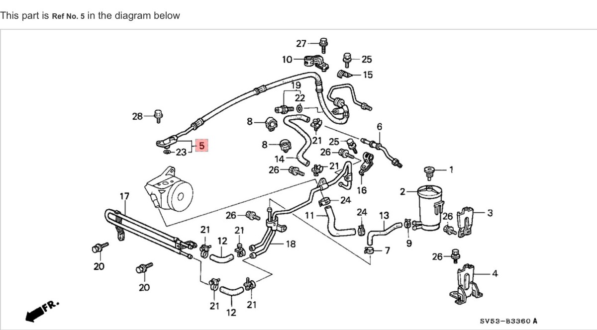 Honda OEM Power Steering Pressure Hose 53713 SV 4 a 02 for sale
