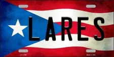 LARES PUERTO RICO STATE FLAG BACKGROUND NOVELTY METAL LICENSE PLATE TAG 