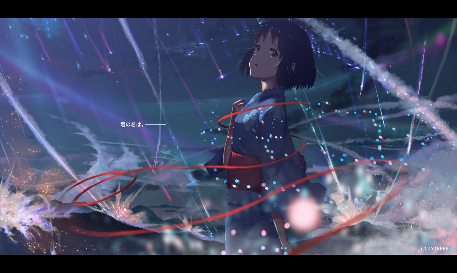 Anime girls kimi no na wa miyamizu mitsuha short hair CCG Gaming Mat Desk