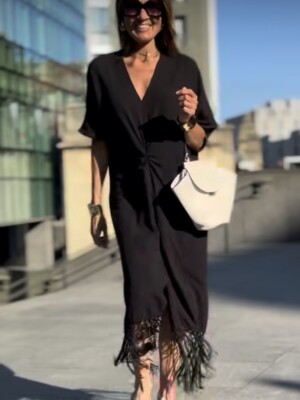 ZARA NWT WOMAN SS24 LINEN BLEND RUSTIC FRINGED DRESS BLACK | 2298/120 ALL  SIZES | eBay