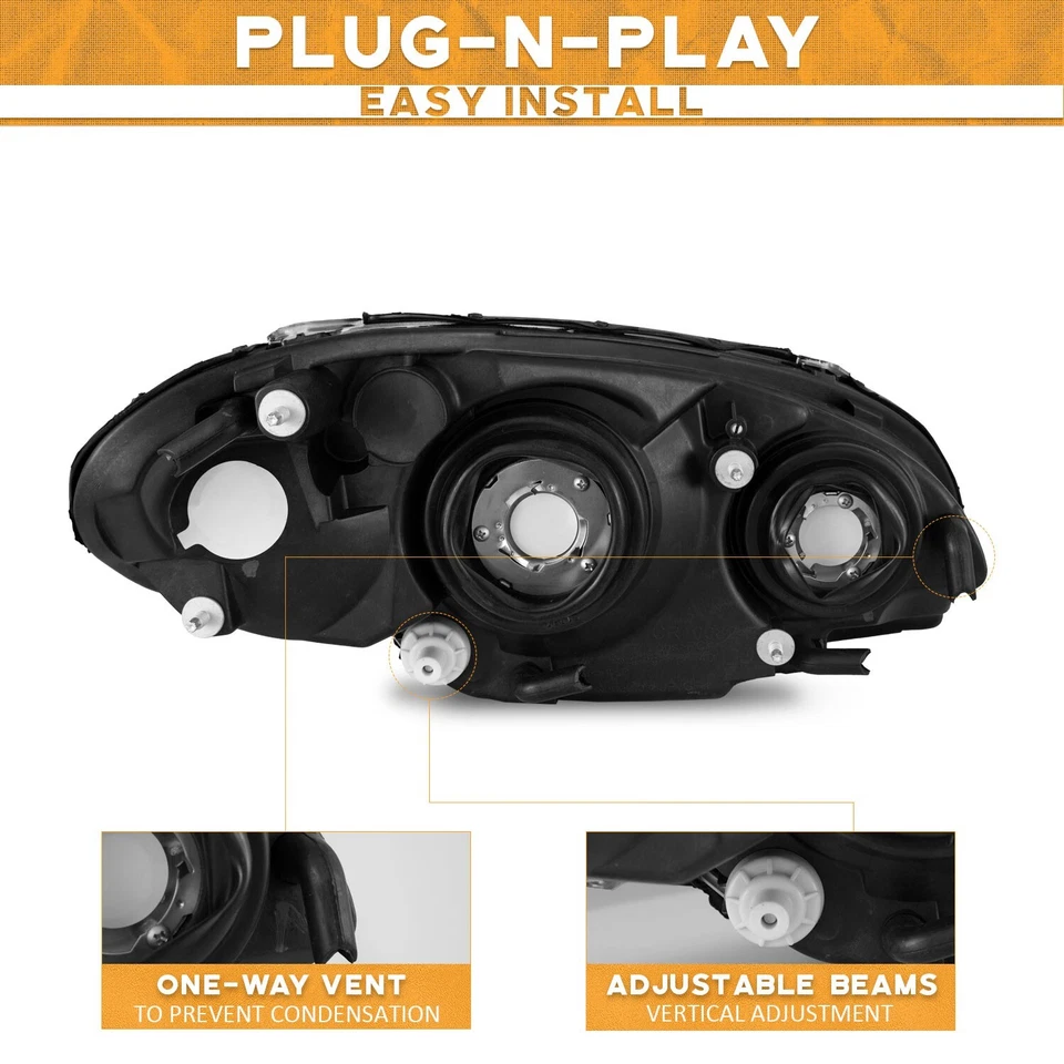 WEELMOTO Headlights For 2001-2005 Chrysler PT Cruiser Chrome Lamps Left & Right Foto 3 de 4