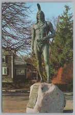 The Statue of Indian Chief Massasoit Pilgrims Ally Plymouth Rock MA Post Card