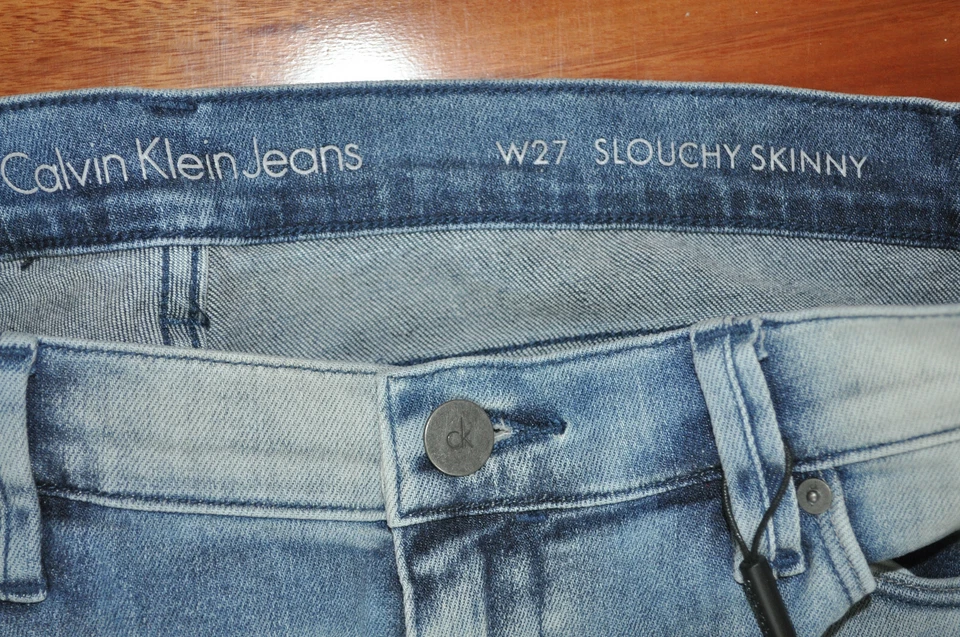 👍 Nuevo CALVIN KLEIN W27 Vaqueros DC4 NUBE OSCURA SOUCHY SKINNY Mujer Foto 4 de 4