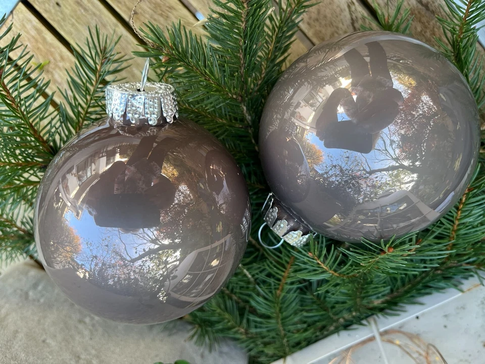 Weihnachtskugeln aus Glas - Taupe