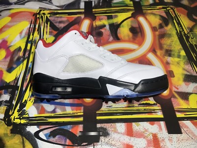 Nike Air Jordan V Low Golf Size 5 White Fire Red-Black Nike Air Jordan V Low Golf Size 5 White Fire Red-Black
