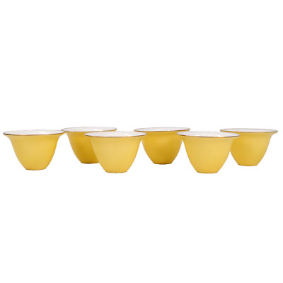 Coalport Japanischer Sake Becher 6er Set gelb H3,5 cm um 1910