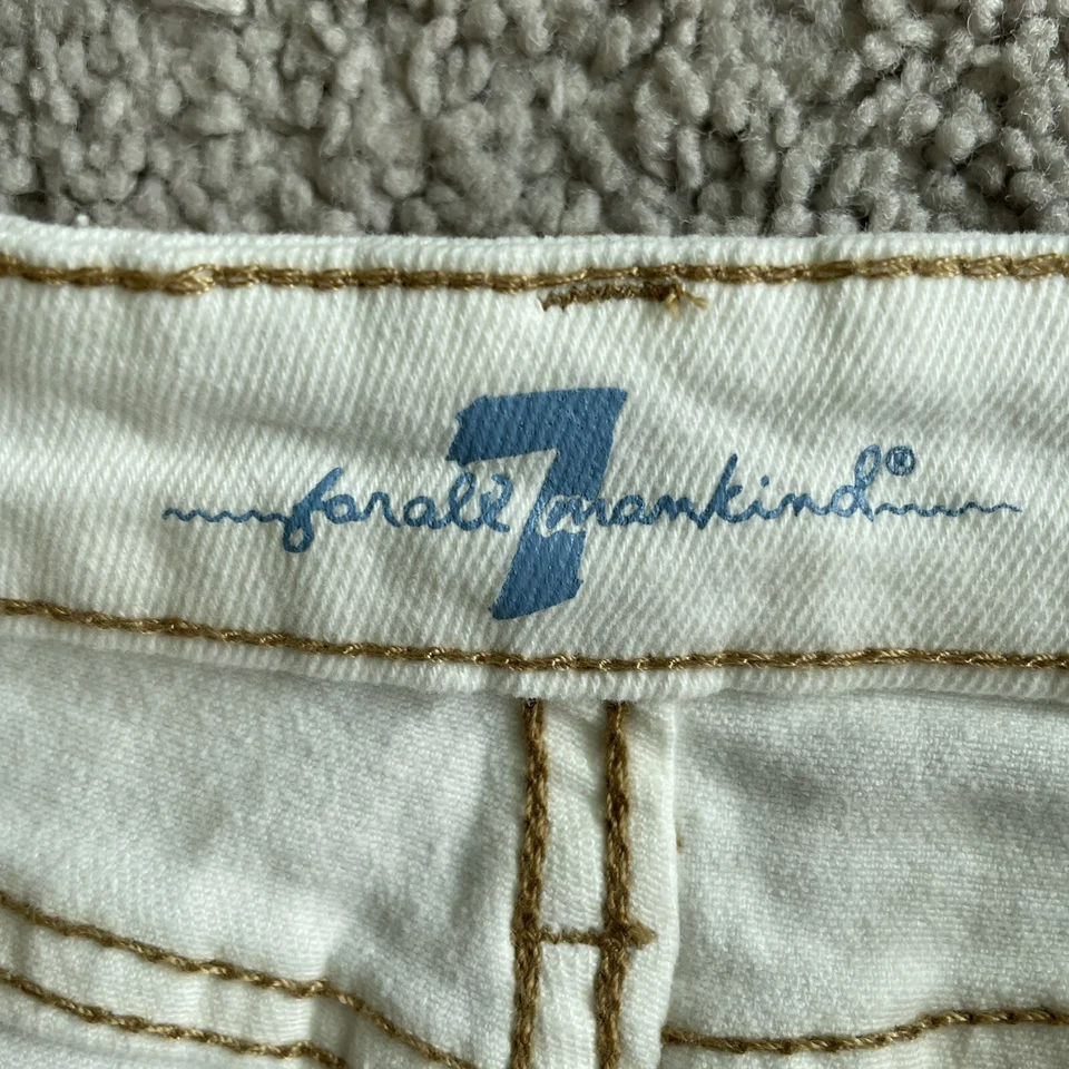 Falda vaquera blanca 7 para toda la humanidad niñas talla 10 "A" bolsillo dobladillo crudo apagado nueva Foto 4 de 4