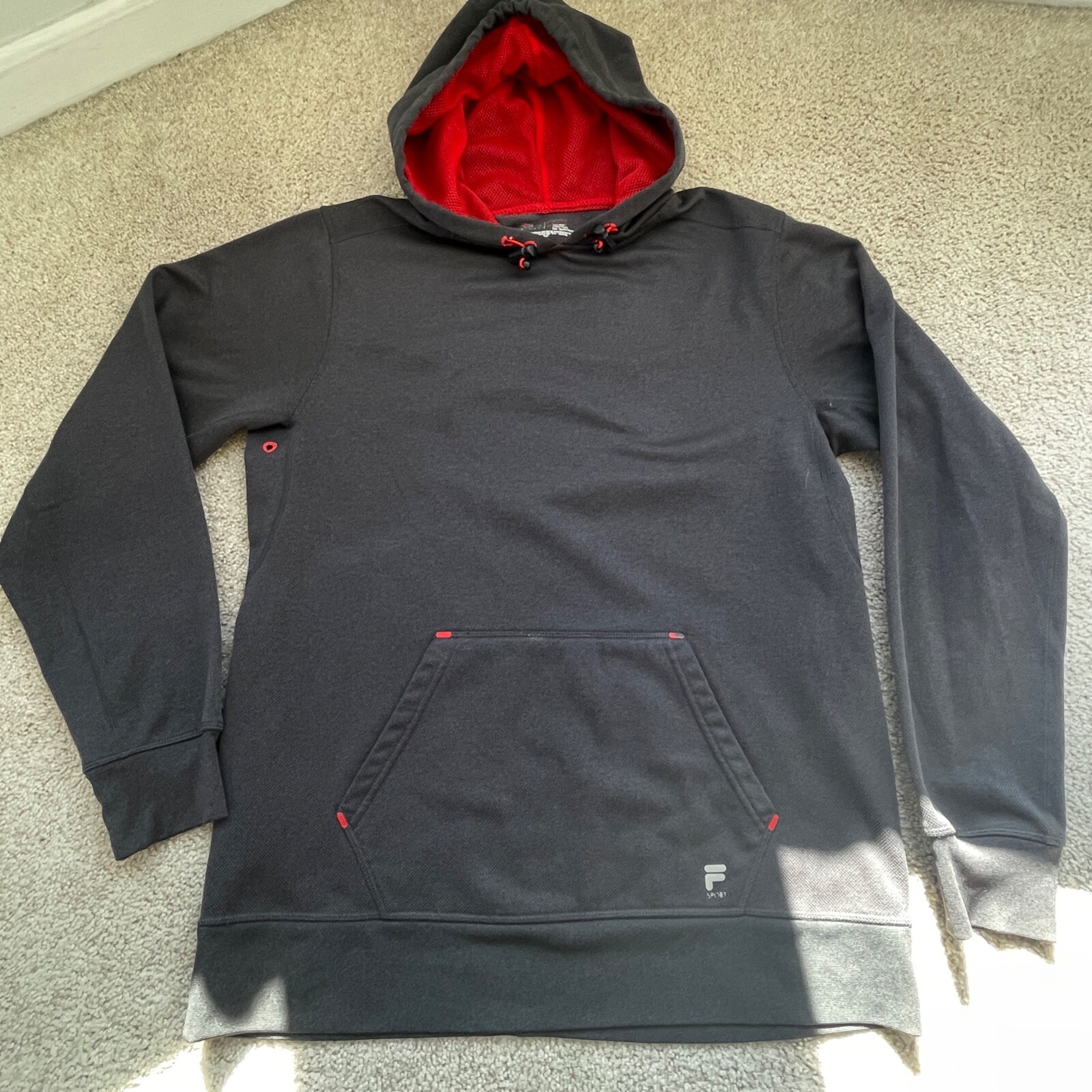 Felpa Sport Fila Uomo Media Blu Navy Felpa con Cappuccio Maglione Logo Borsa