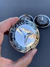 MERCEDES BENZ 1 (one) BLACK 75 mm/2.95in Wheel Center Cap Fits Most Models