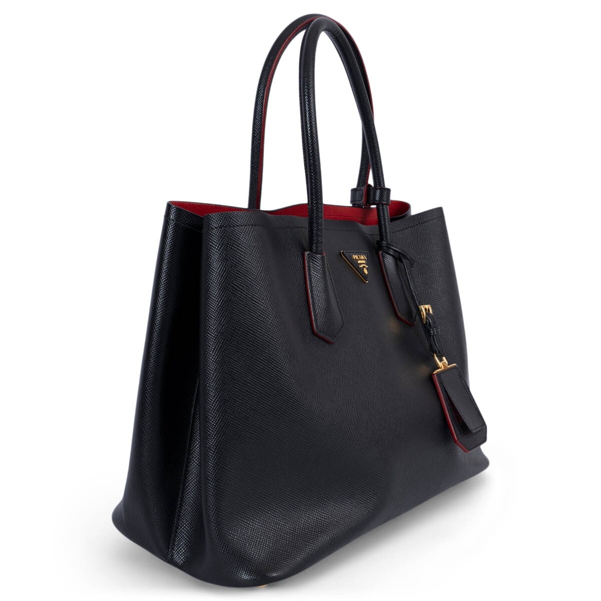 69333 auth PRADA black / Fuoco red Saffiano leather LARGE 69333 auth PRADA black / Fuoco red Saffiano leather LARGE