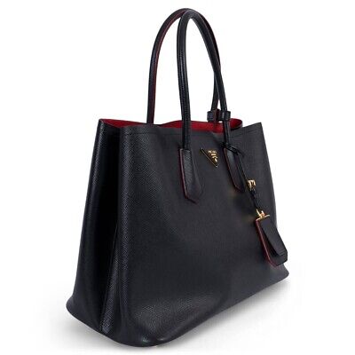69333 auth PRADA black / Fuoco red Saffiano leather LARGE 69333 auth PRADA black / Fuoco red Saffiano leather LARGE