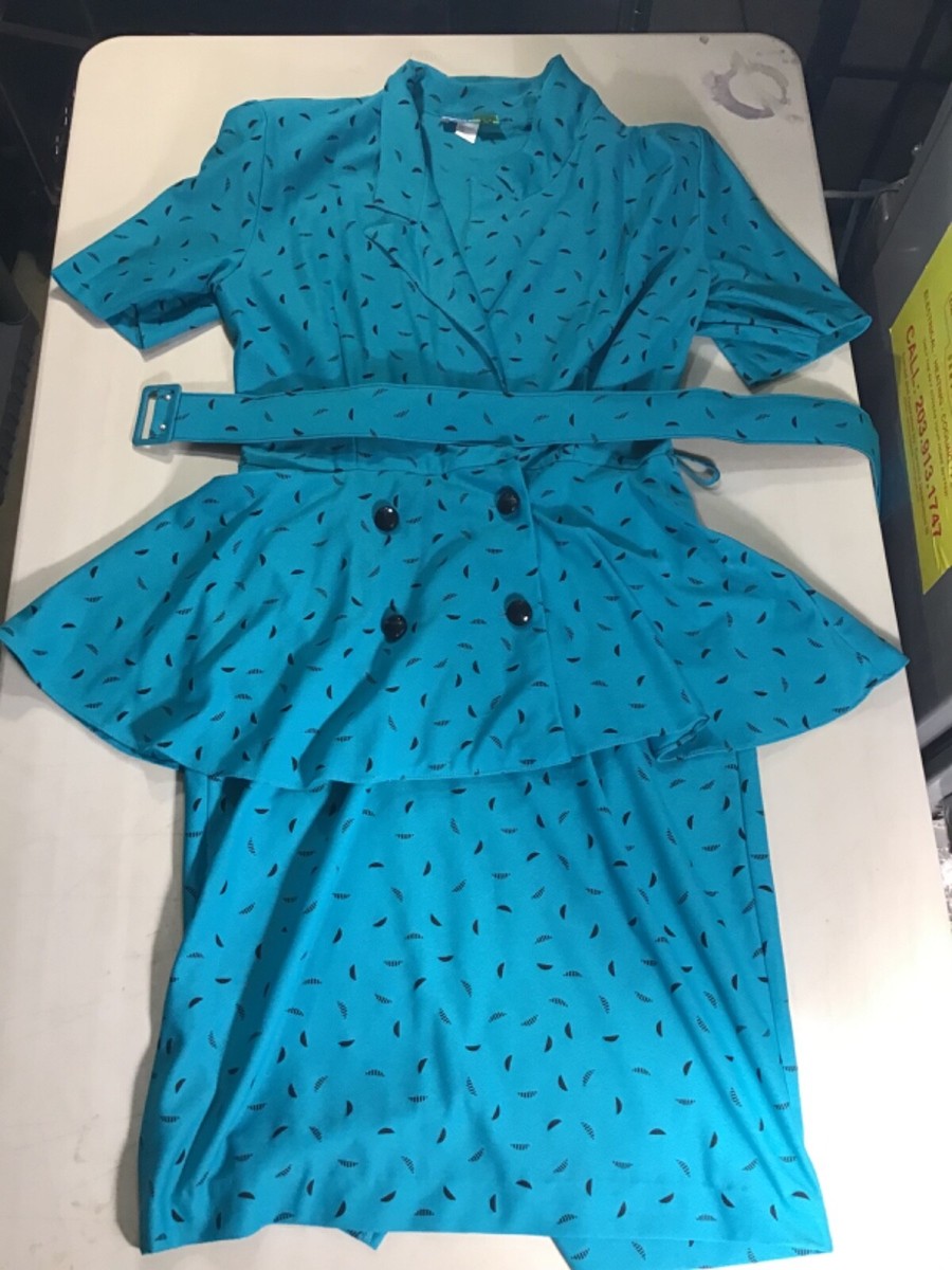 Just Ducky Vintage Size 12 Dress In Excellent Condition, Green and Black