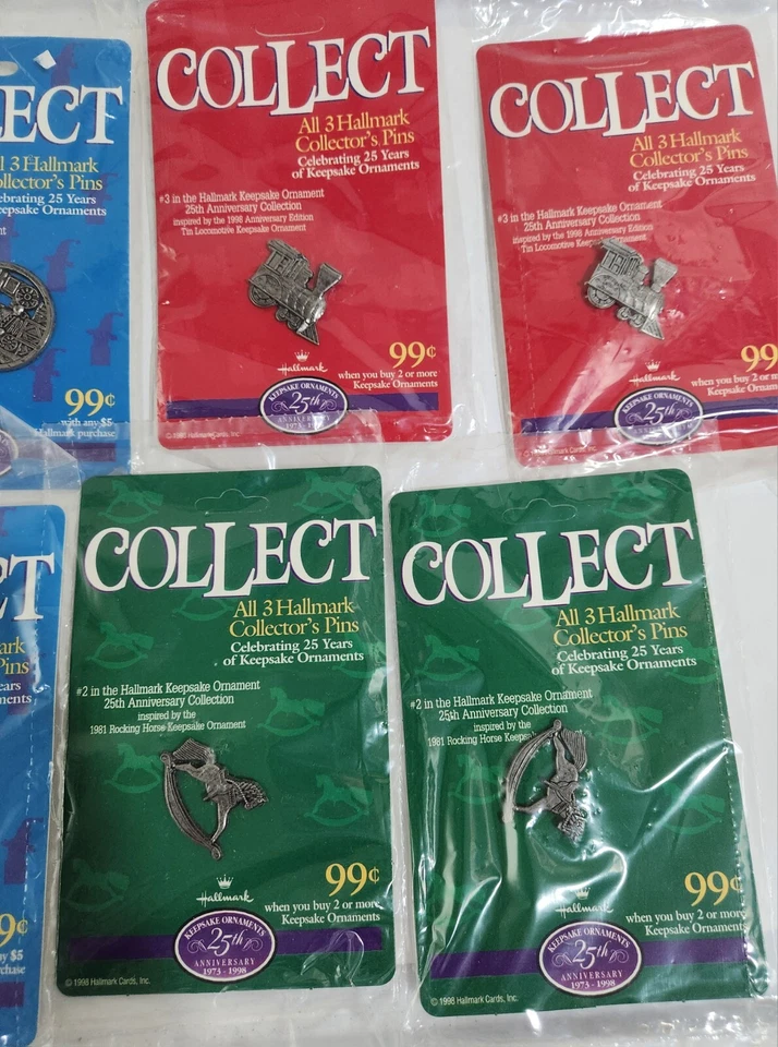 Paquete de 7 prendedores de solapa navideña de metal con sello vintage 1998 #1, #2, #3 Foto 3 de 4