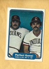 1982 fleer  # 639  PERFECT GAME !    cleveland indians combo card  BARKER + DIAZ
