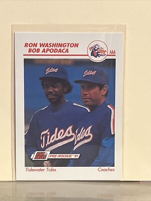 #ad *Ron Washington* 1991 Line Drive AAA w Bob Apodaca #575 Tidewater Tides Angels $2.00