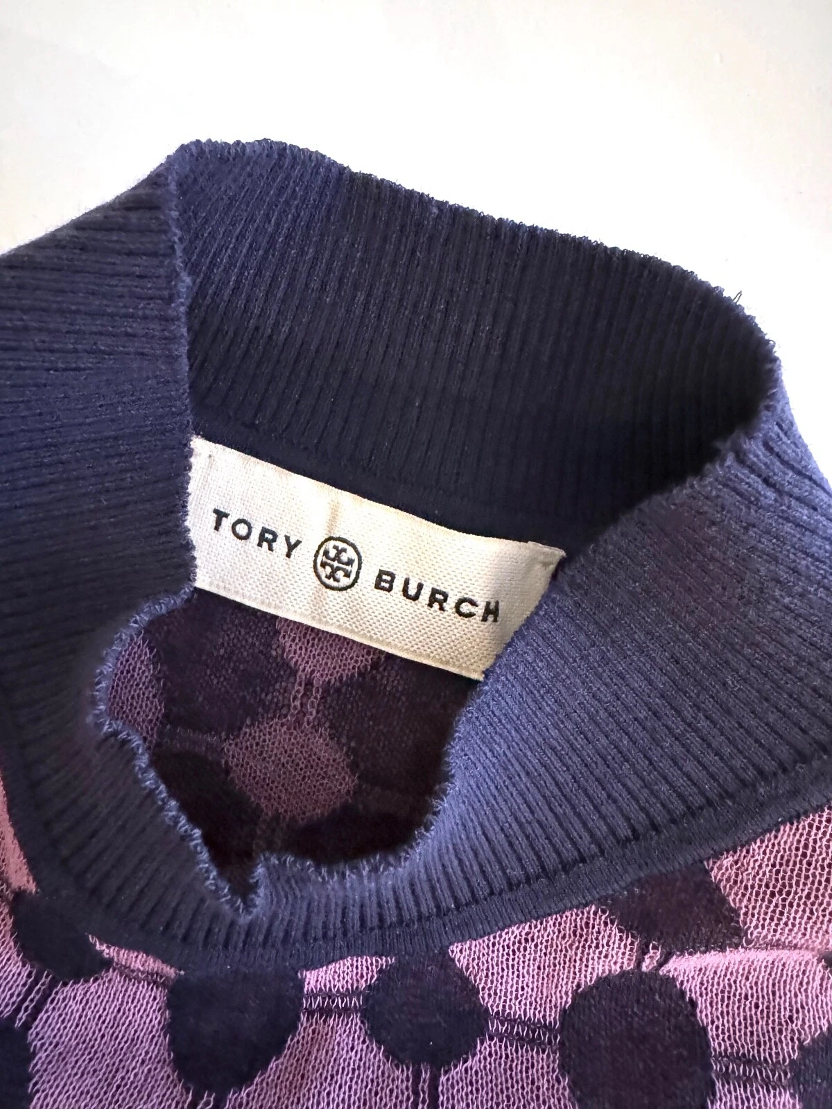 Maglione Tory Burch manica corta viola blu cotone misto elasticizzato S 36 maglione viola