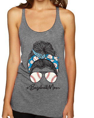 Mom Life Baseball Messy Hair Bandana Mothers Day Tri-Blend Racerback Tank Top