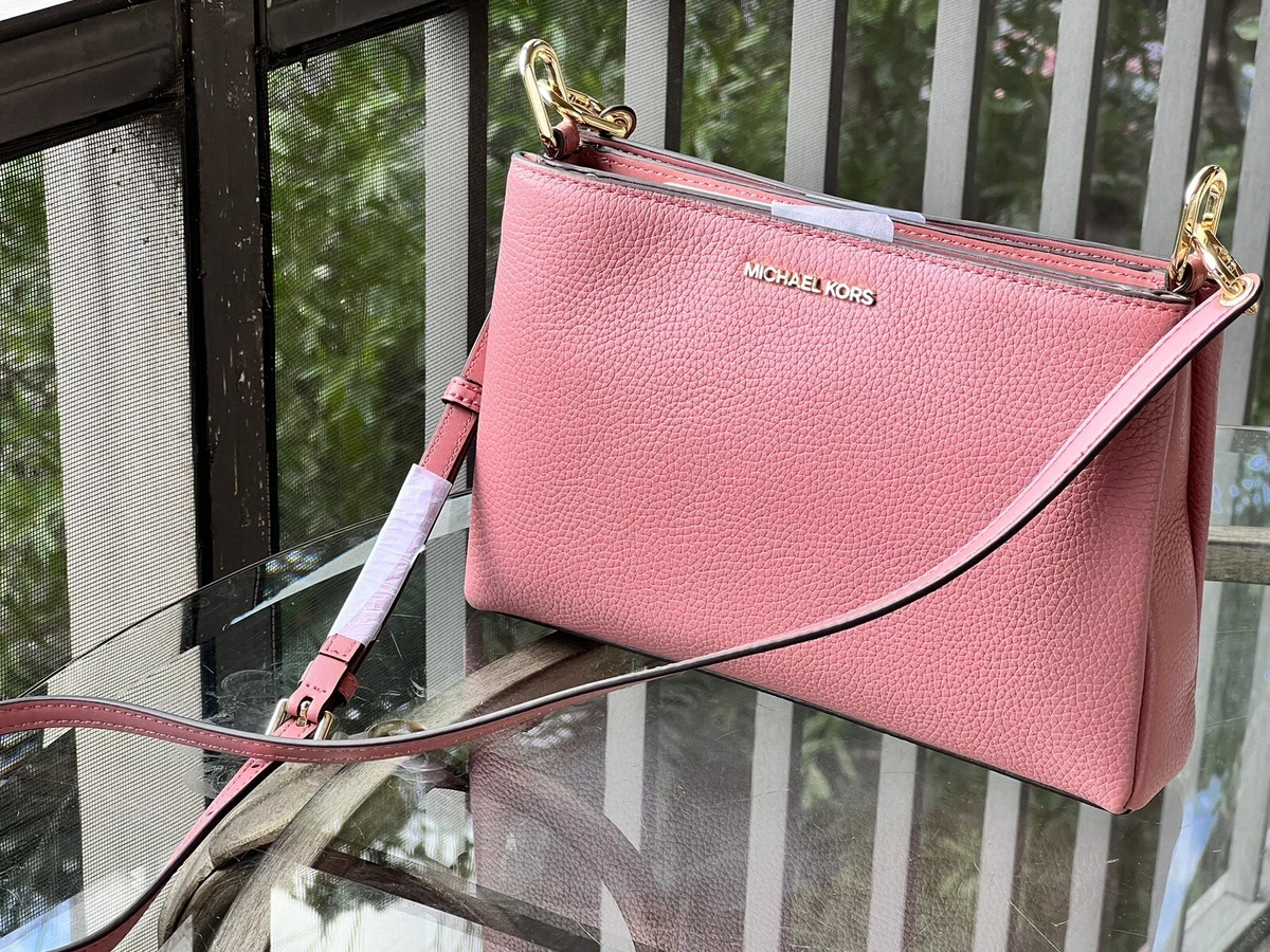 Michael Kors Trisha Medium Triple Crossbody Bag Rose Pink Leather | eBay