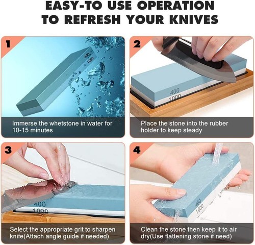 Dual Knife Whetstone Cutter Sharpening Stone Grinding Waterstone Kitchen Wet Au - Picture 8 of 19