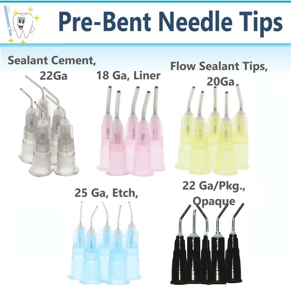 AL DENTAL SUPPLIES Dental Needle Tips for Etch Gel Composite Flow Applicator (Choose Gauge & Qty)