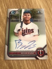 BRYAN ACUNA 2022 BOWMAN CHROME 1ST ROOKIE RC AUTO MINNESOTA TWINS RARE SP HOT