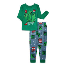 Minecraft Boys Christmas Long Sleeve Top and Pants Sleep Set, 2-Piece Sz 4 NEW