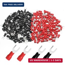 200 Pcs 22-16 AWG Insulated Fork Spade Wire Connector Crimp Terminals Stud Size