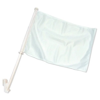 1 Dozen White 12x15in Double-Sided Solid Color Sublimated Window Car Flags