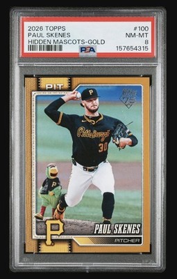 Topps 2026 Series 1 Paul Skenes Pirates Hidden Mascots Gold #100 PSA 8/50 POP. 1