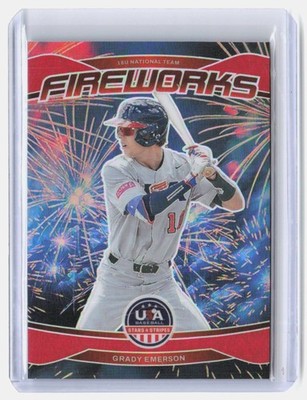 2026 Panini Stars and Stripes Prizm Grady Emerson #17 Fireworks Red 182/199