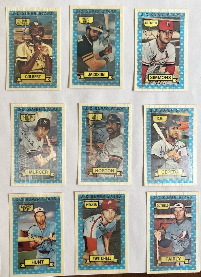 Juego completo de 54 superestrellas 3D de béisbol Kelloggs 1974 - acabado 3D agrietado Foto 3 de 4