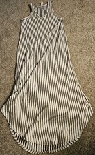 Caution to the Wind Dress Size Medium Cream & Black Stripe Tank Maxi Boho Beach