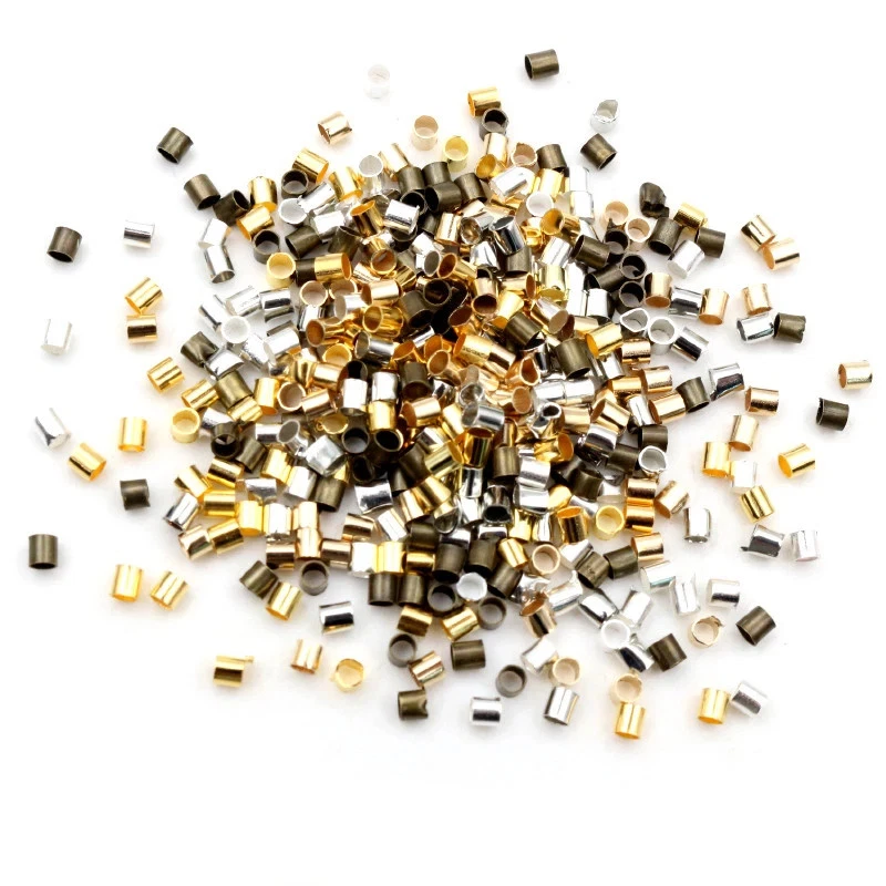Tube Crimp Spacer Beads for DIY Jewelry Making Stopper End Gold Silver 500Pcs - Image 3 of 4