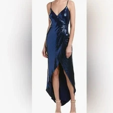 NICOLE MILLER COLLECTION BLUE SEQUIN FORMAL EVENING PARTY DRESS WOMENS SZ 12