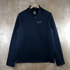 MEN  S JACK WOLFSKIN TAUNUS FLEECE QUARTER ZIP NANUK BLACK SIZE LARGE NEW