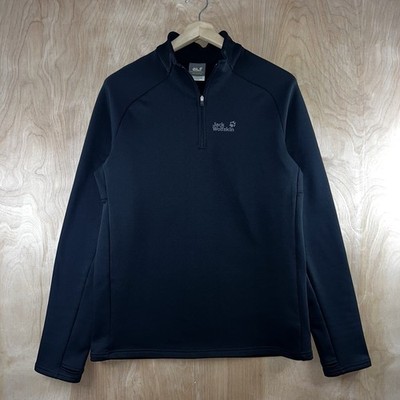MEN S JACK WOLFSKIN TAUNUS FLEECE QUARTER ZIP NANUK BLACK SIZE LARGE NEW