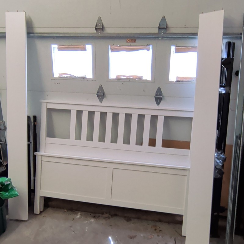 White IKEA Queen Bed Frame Set w/ Headboard Footboard Rails & Slats