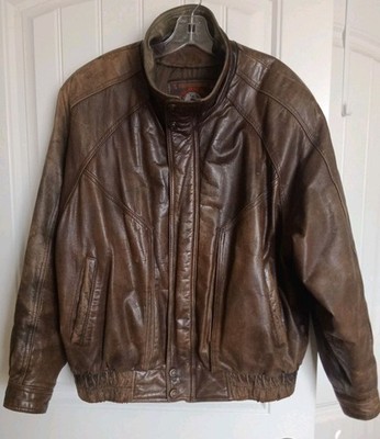 Vintage Leather Bomber Flight Jacket Wilsons Brown Aviator Adventure Bound Men L