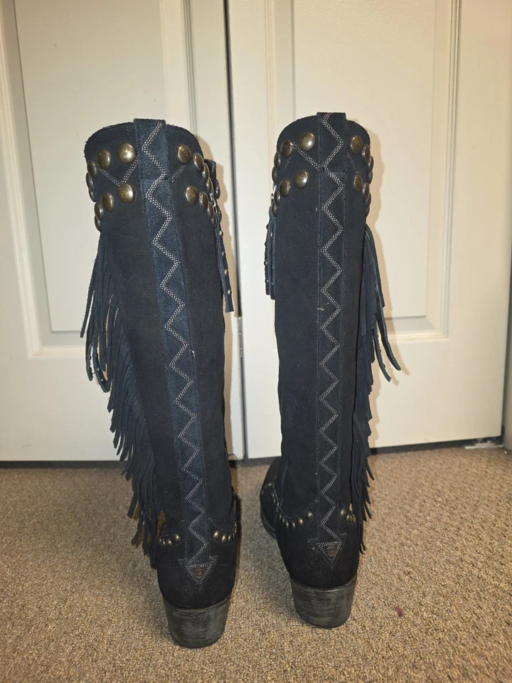 Double D Ranch Lane Dream 串珠靴,带嵌入式珠饰铆钉和条纹。 — 第 3/3 张图片