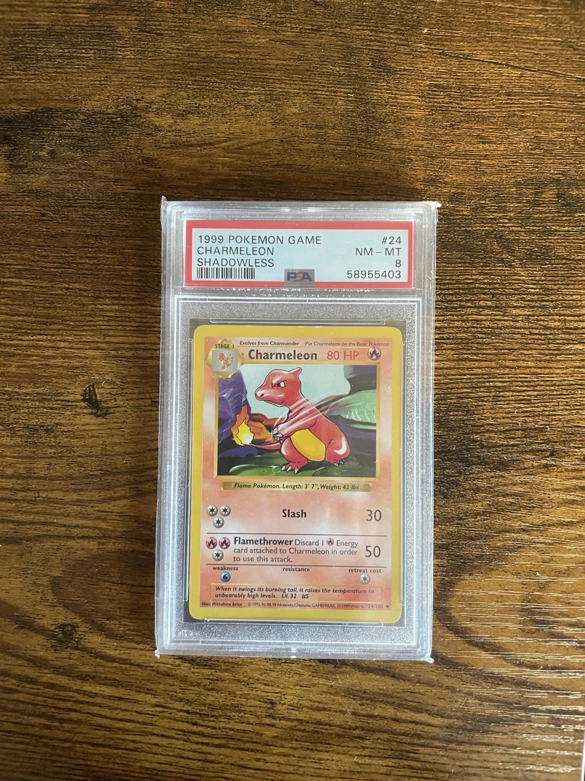 1999 Pokemon Charmeleon Shadowless #24/102 PSA 8