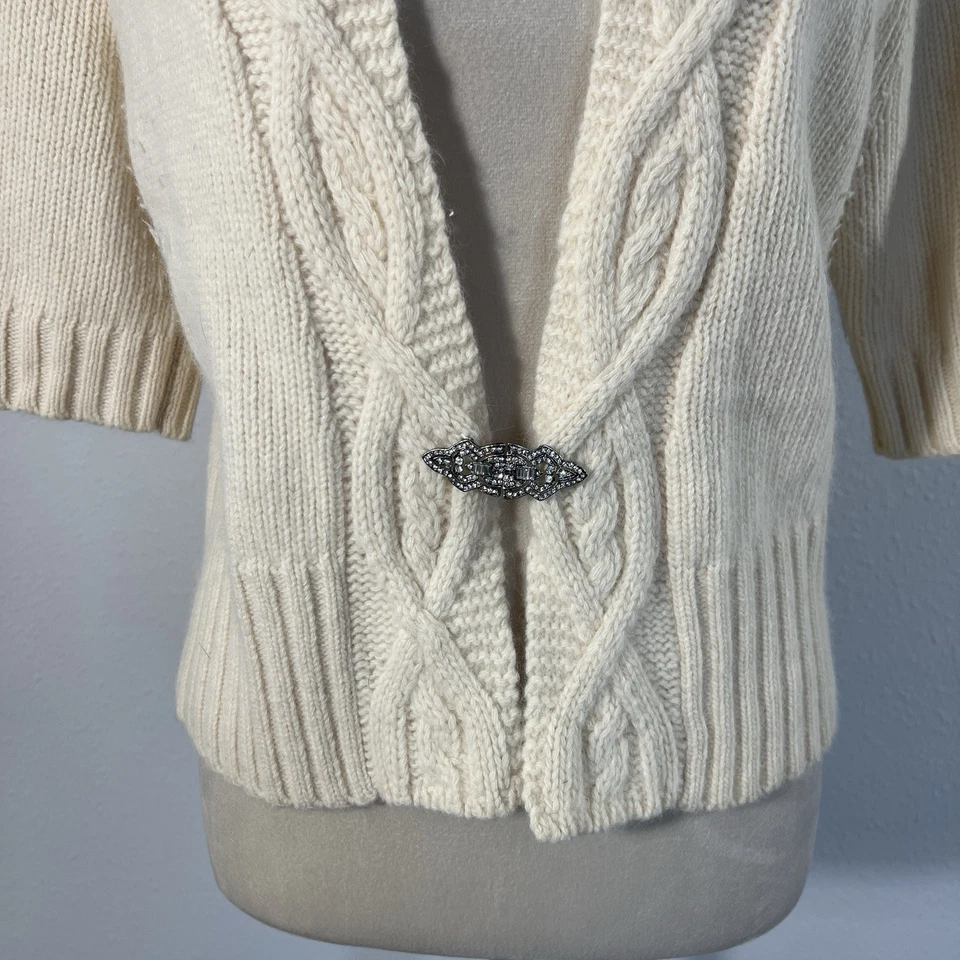Lauren Ralph Lauren Womens Shrug Cardigan Wool Angora Rhinestone Broach Medium - Image 2 of 4