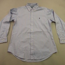 Ralph Lauren Shirt Mens 15.5 Long Sleeve Button Front Custom Fit Stripes