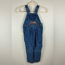 Vintage 80s Boys Overalls Denim 100 Cotton Embroidered Size 5
